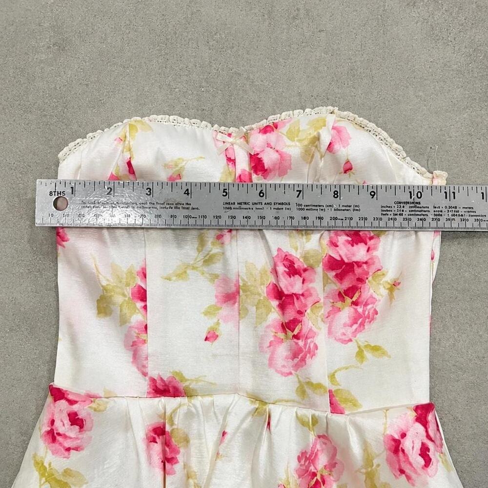 Altar’d State Pink Rose Floral Strapless Bubble Hem Mini Dress XXS - Picture 5 of 5